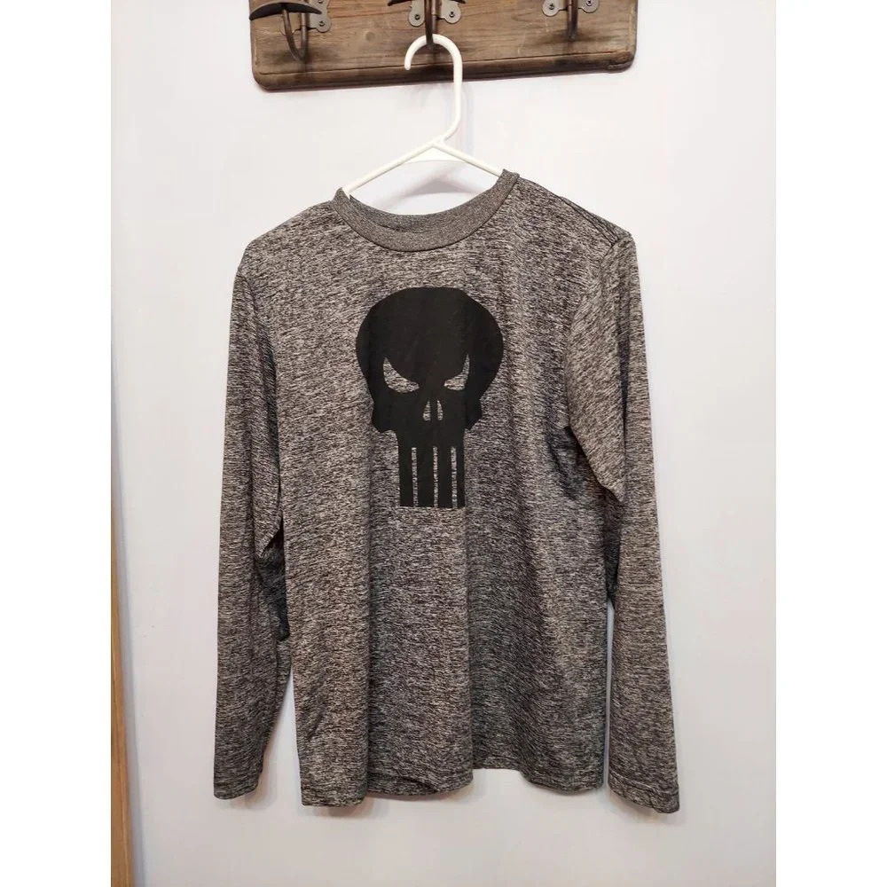 Marvel men's long sleeve Scoop Neck Gray SM superhero